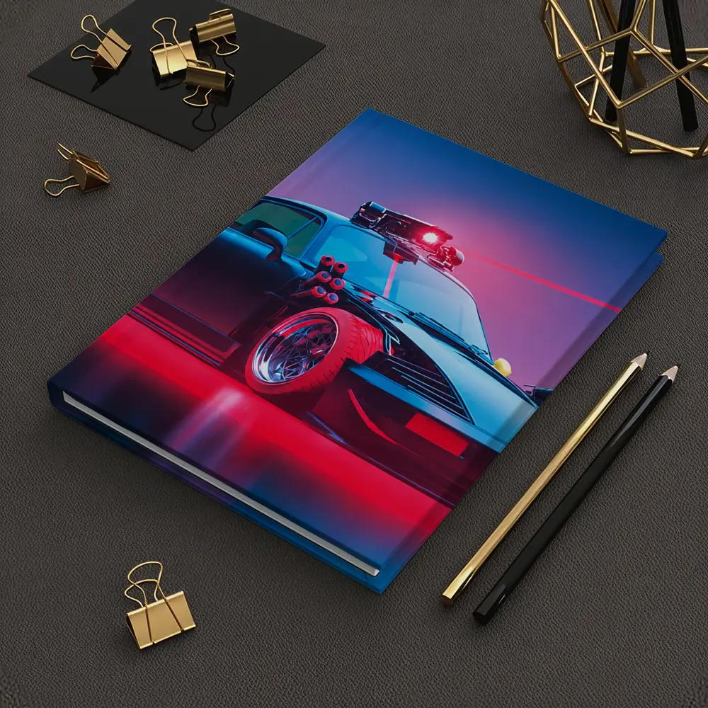 Porsche 911 Black Neon Cyberpunk Laser Art – Notebooks