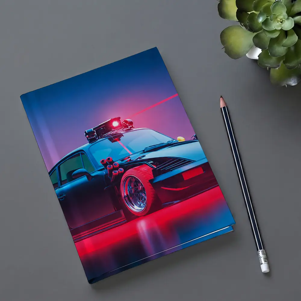 Porsche 911 Black Neon Cyberpunk Laser Art – Notebooks