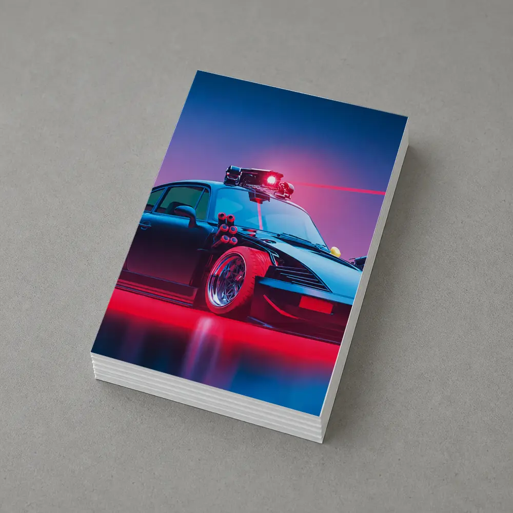 Porsche 911 Black Neon Cyberpunk Laser Art – Postcards