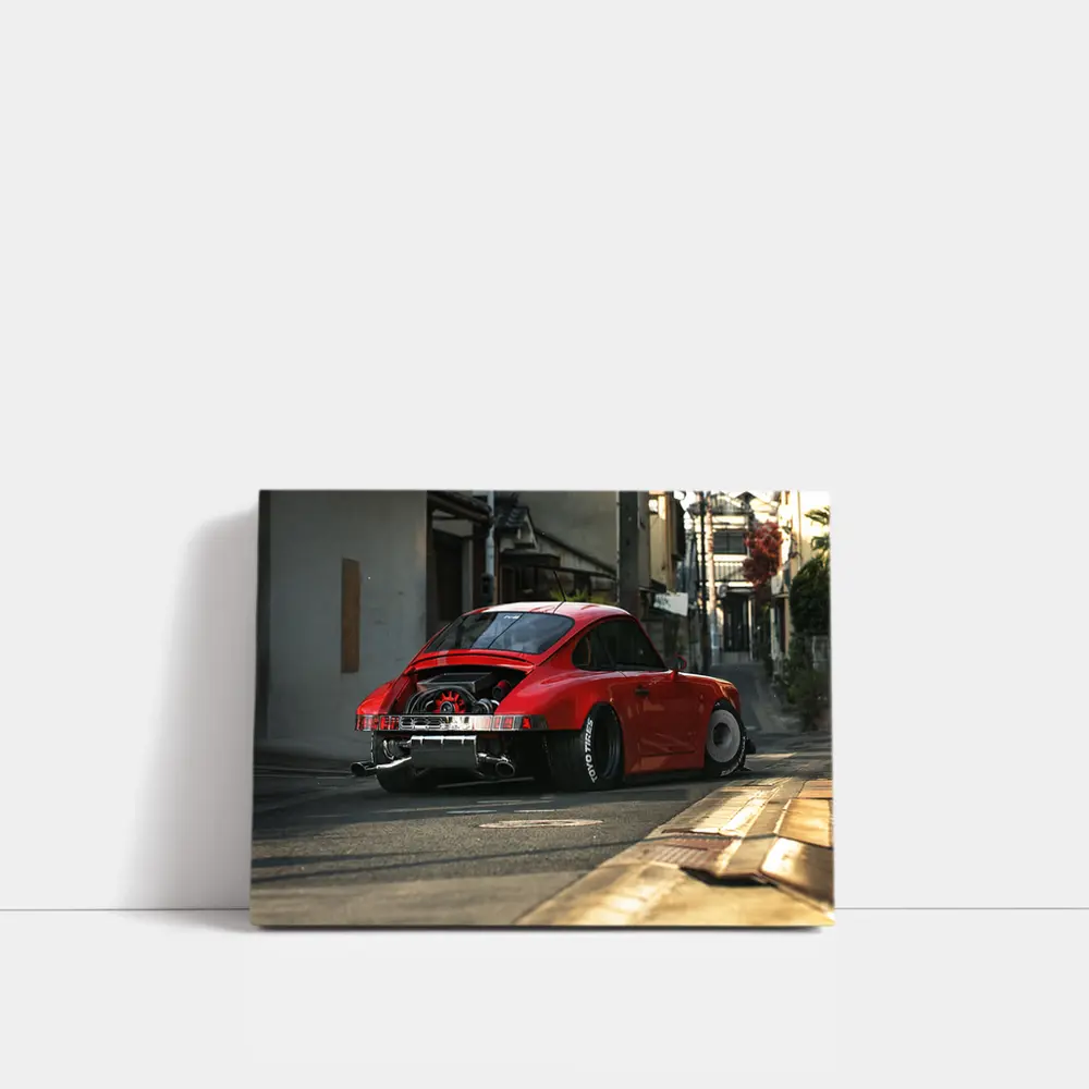 Porsche 911 Red Stance Japanese Street – Wall Art