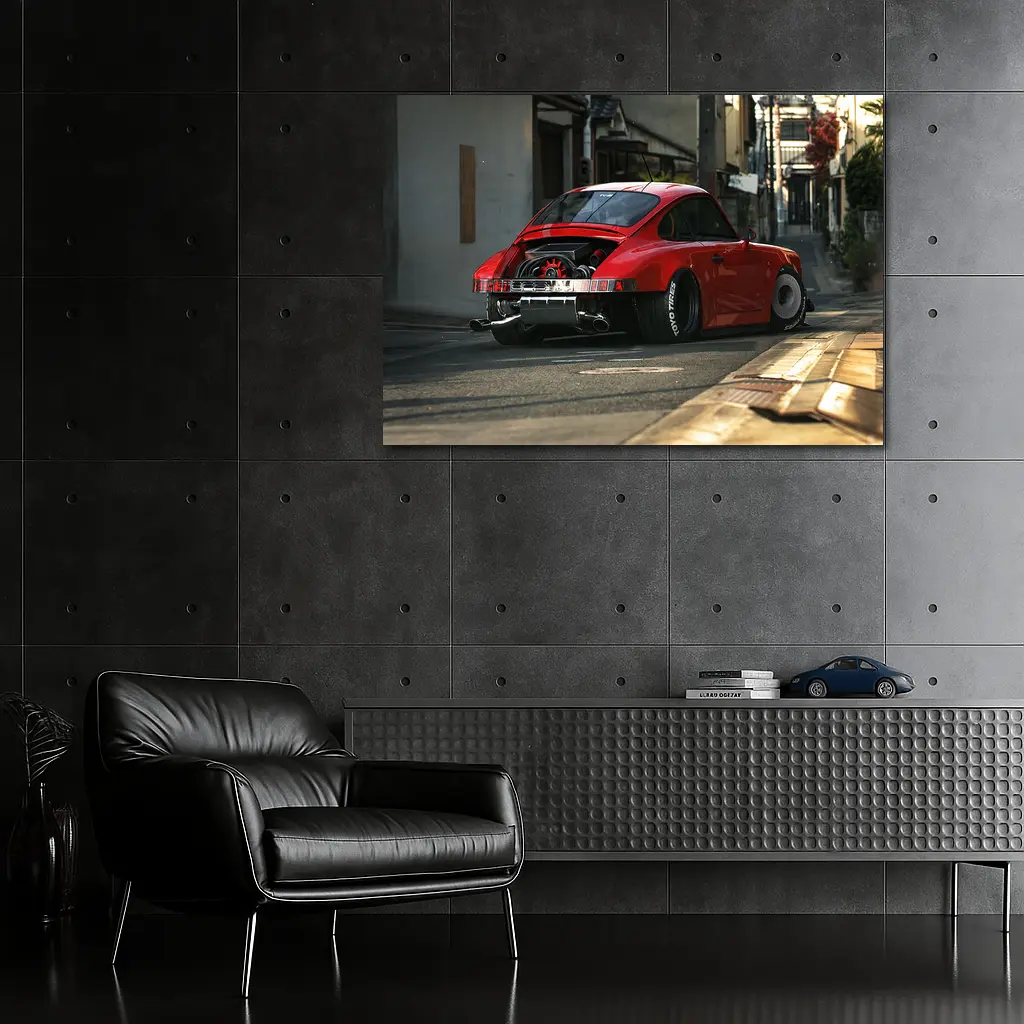 Porsche 911 Red Stance Japanese Street – Wall Art