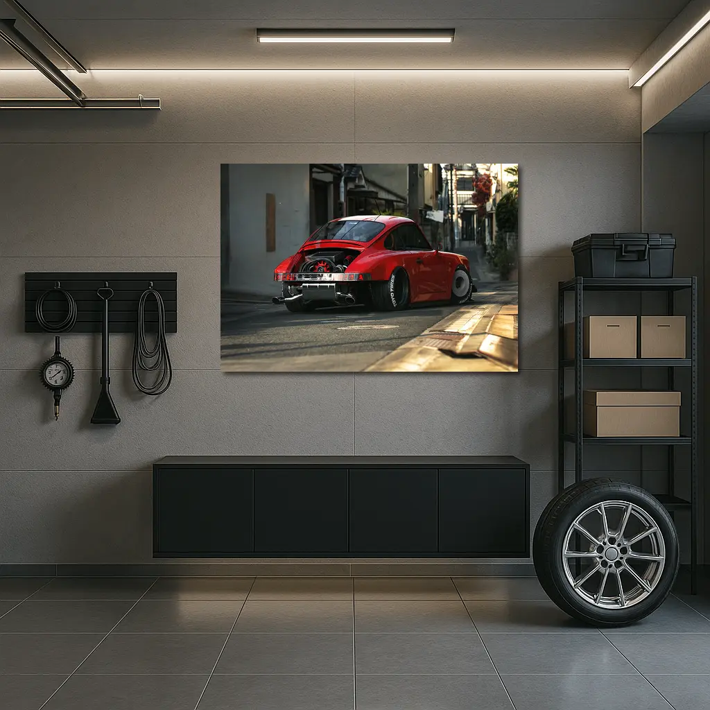 Porsche 911 Red Stance Japanese Street – Wall Art