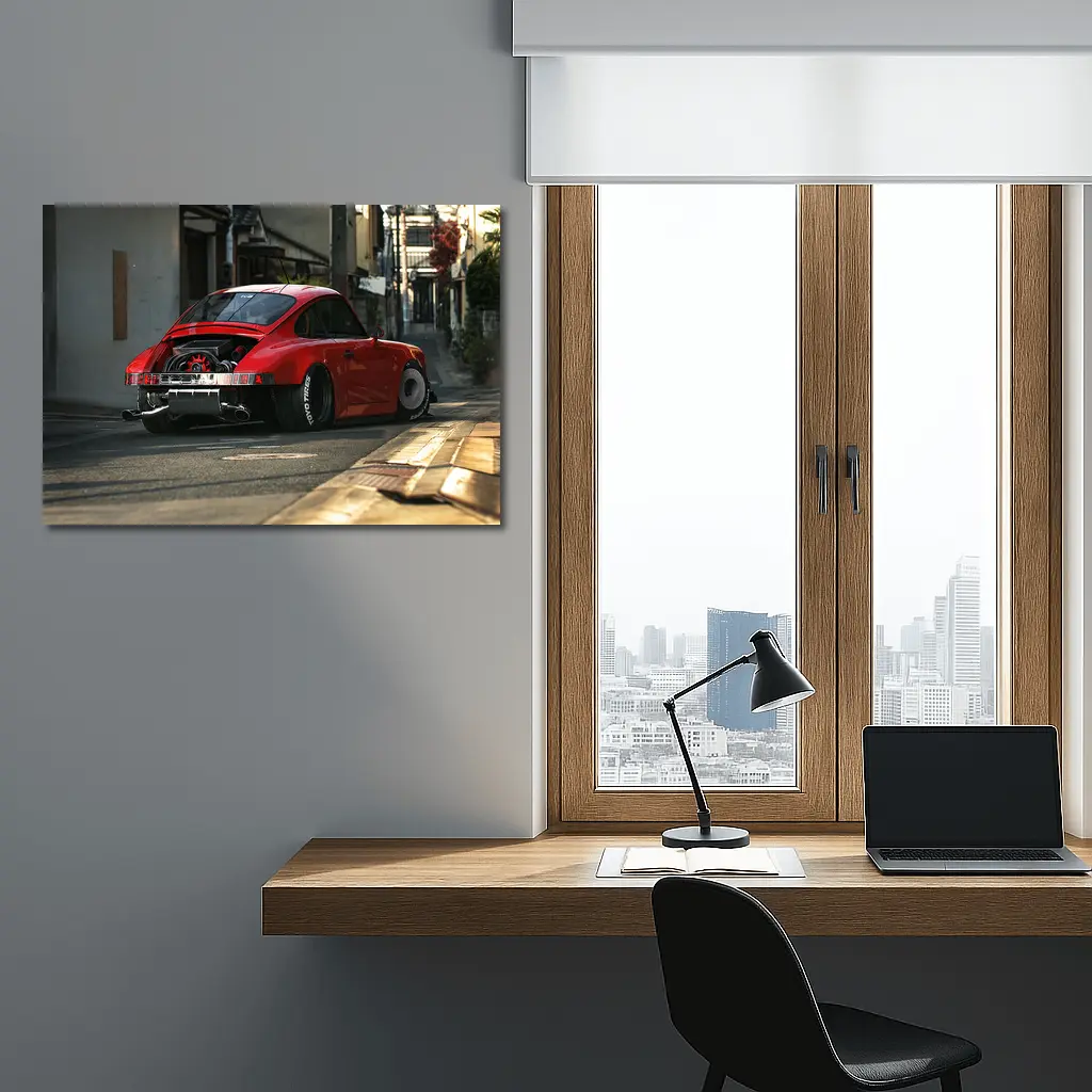 Porsche 911 Red Stance Japanese Street – Wall Art