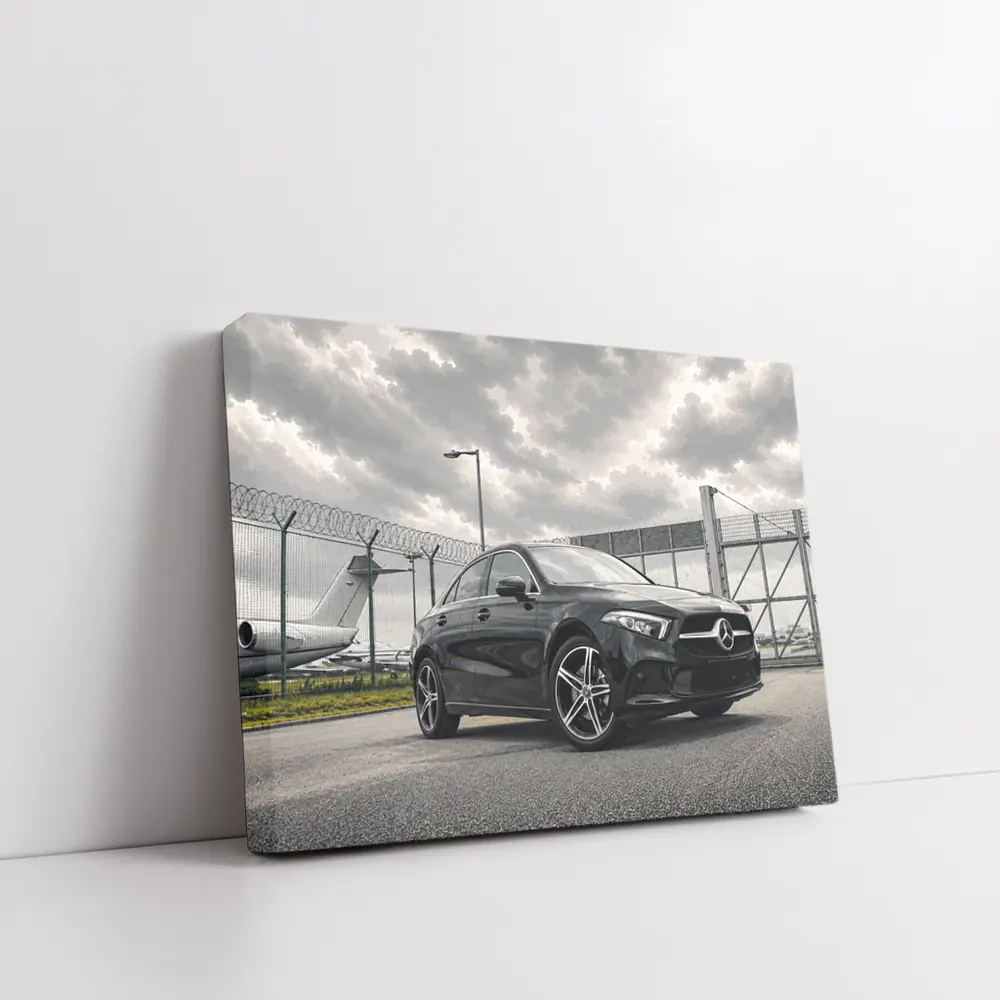 Mercedes A Class Black Airport Tarmac Scene – Wall Art