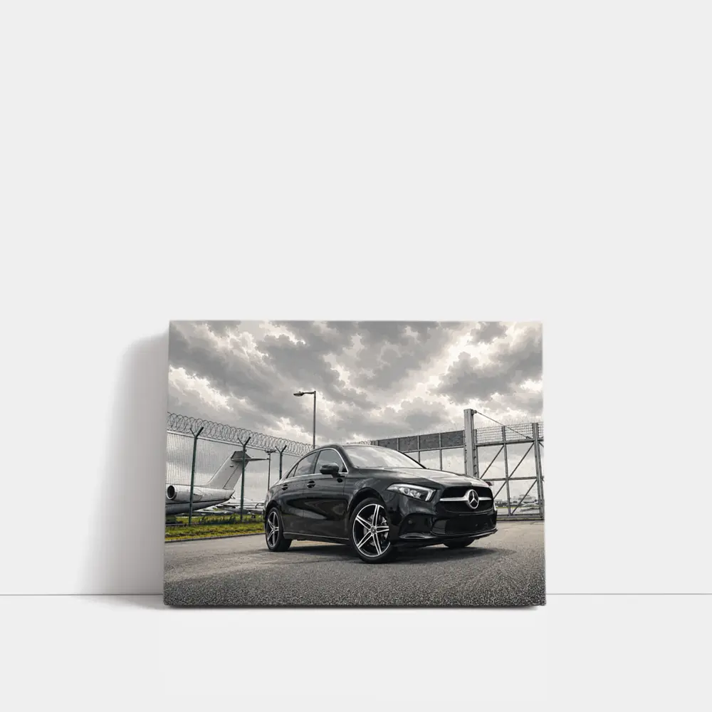 Mercedes A Class Black Airport Tarmac Scene – Wall Art