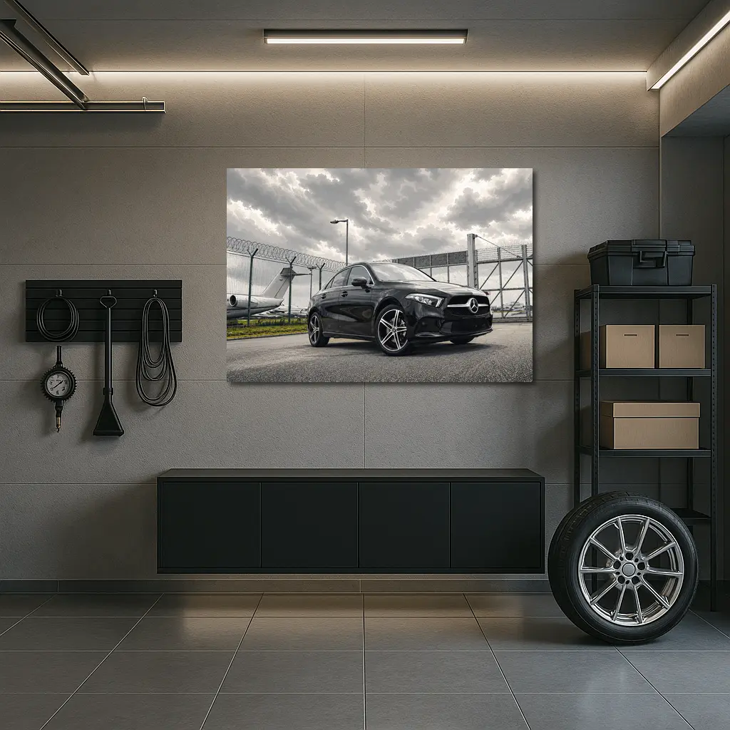 Mercedes A Class Black Airport Tarmac Scene – Wall Art