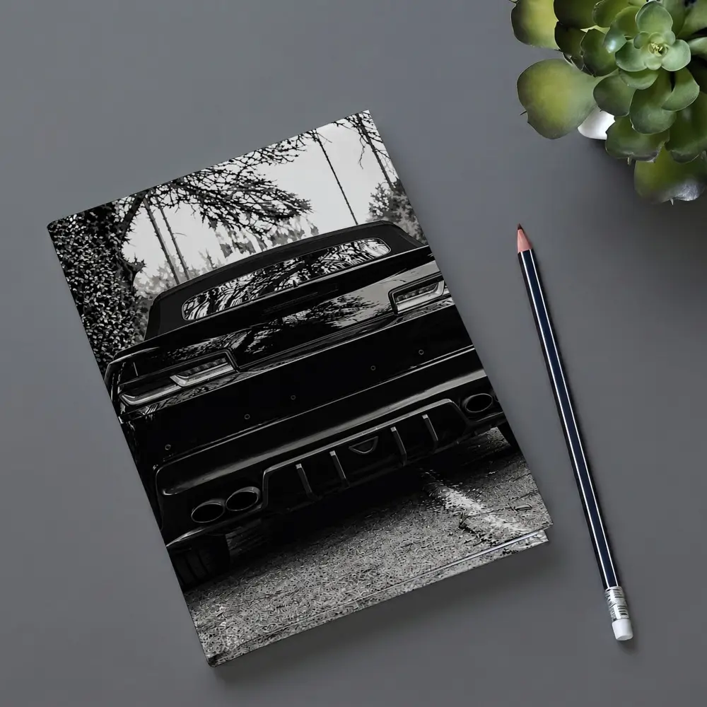 Chevrolet Camaro Black and White Road Shot – Notebooks