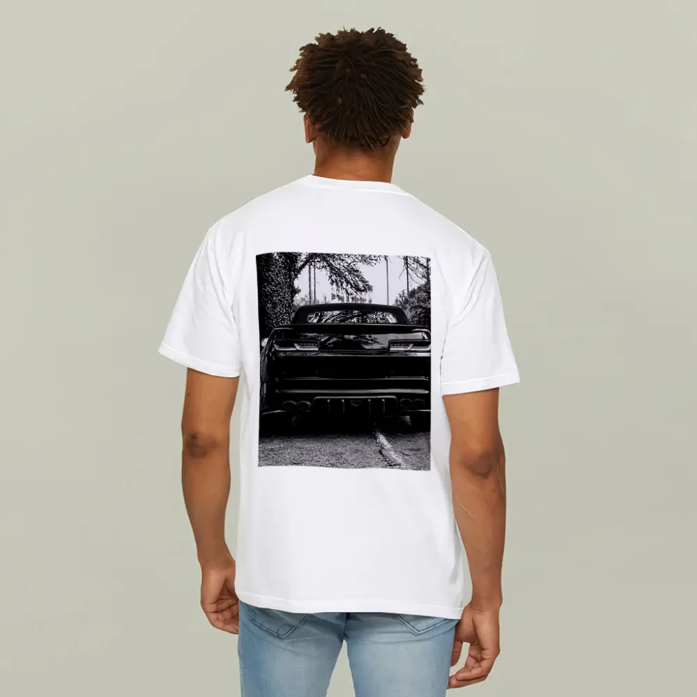 Chevrolet Camaro Black and White Road Shot – T-Shirts