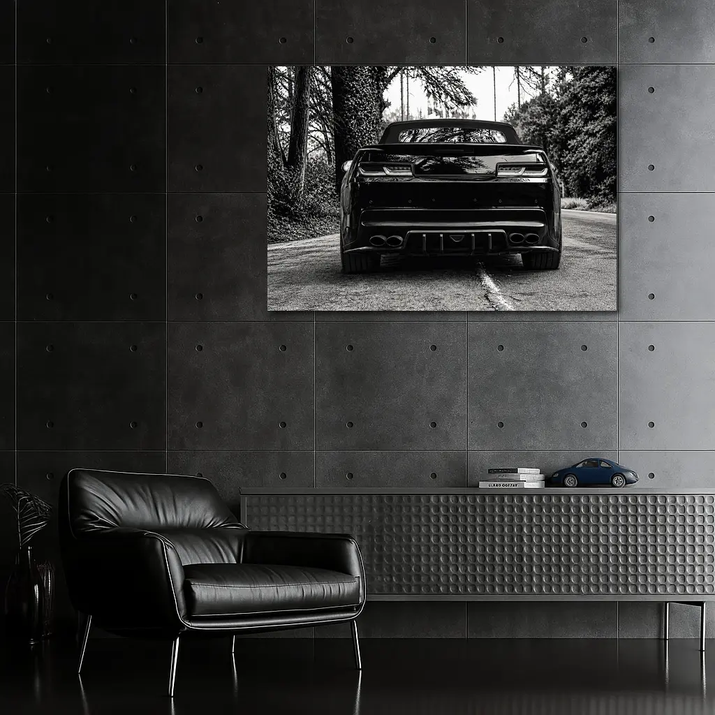 Chevrolet Camaro Black and White Road Shot – Wall Art