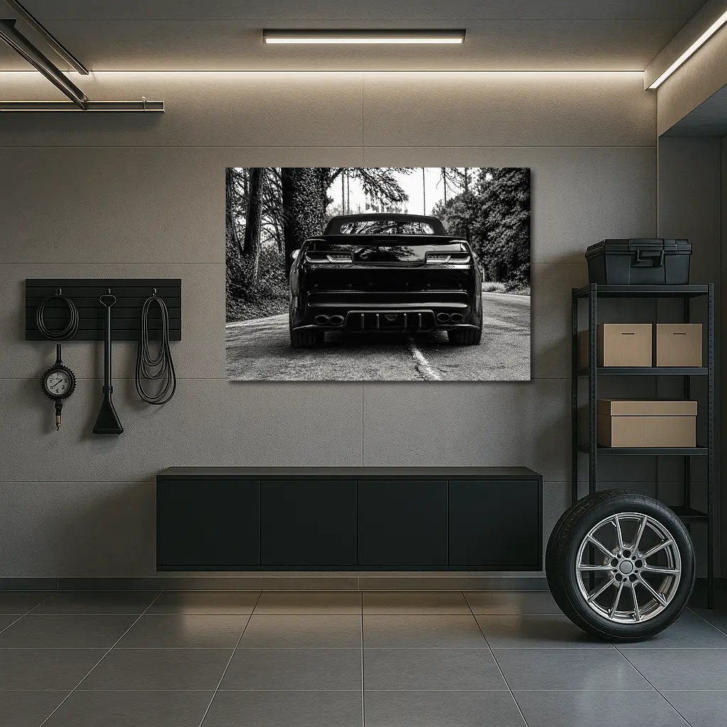 Chevrolet Camaro Black and White Road Shot – Wall Art