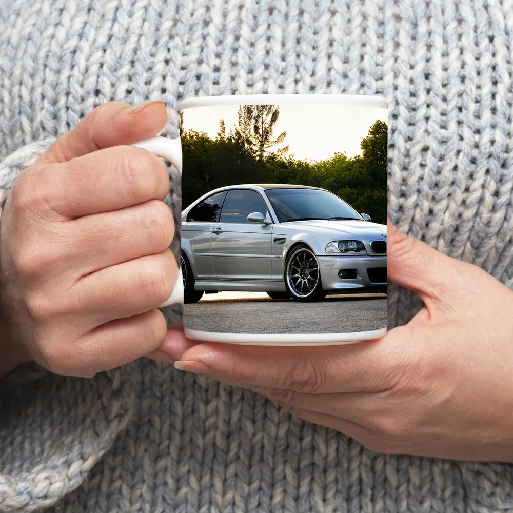BMW M3 E46 Silver Coupe Outdoor Shot – Mugs