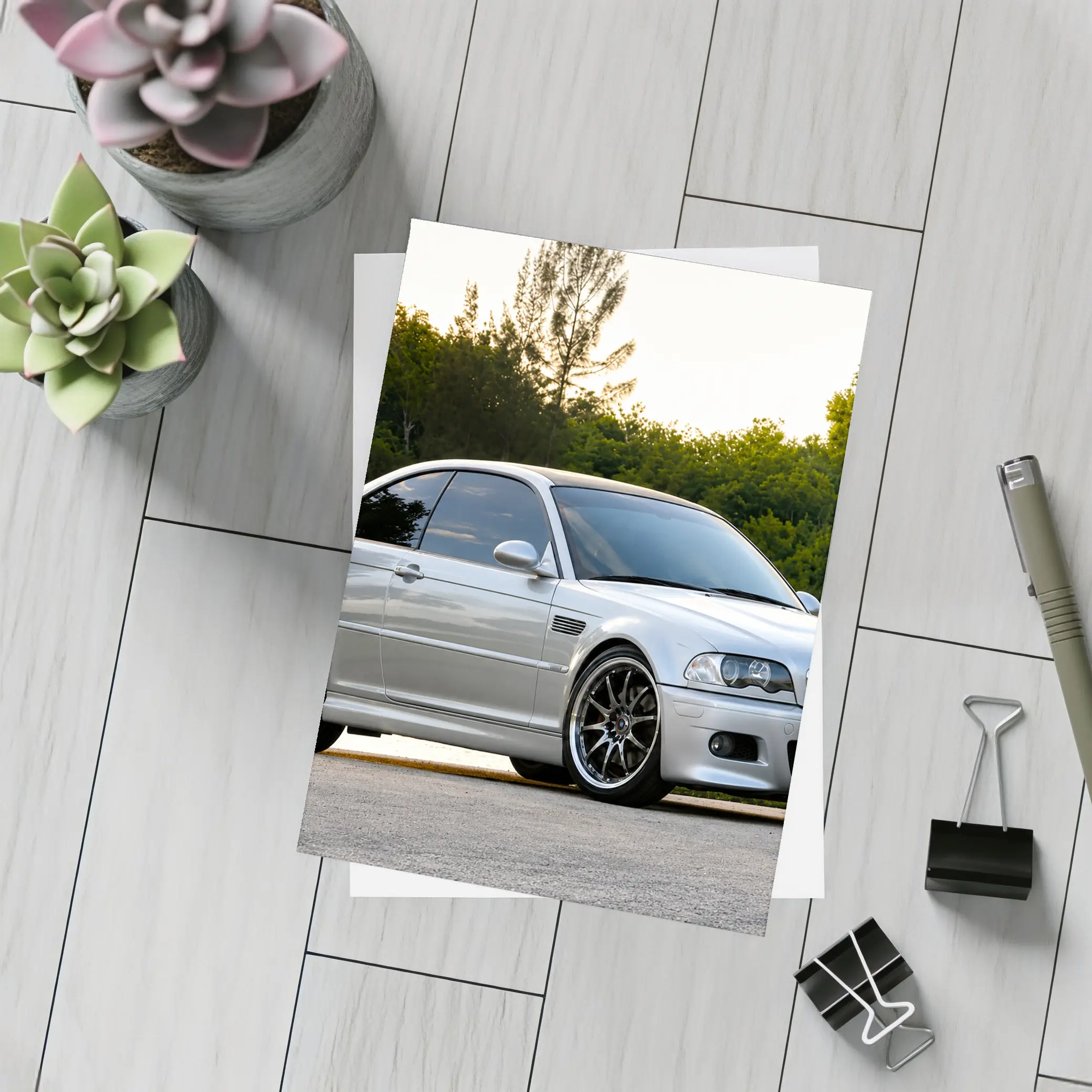 BMW M3 E46 Silver Coupe Outdoor Shot – Postcards
