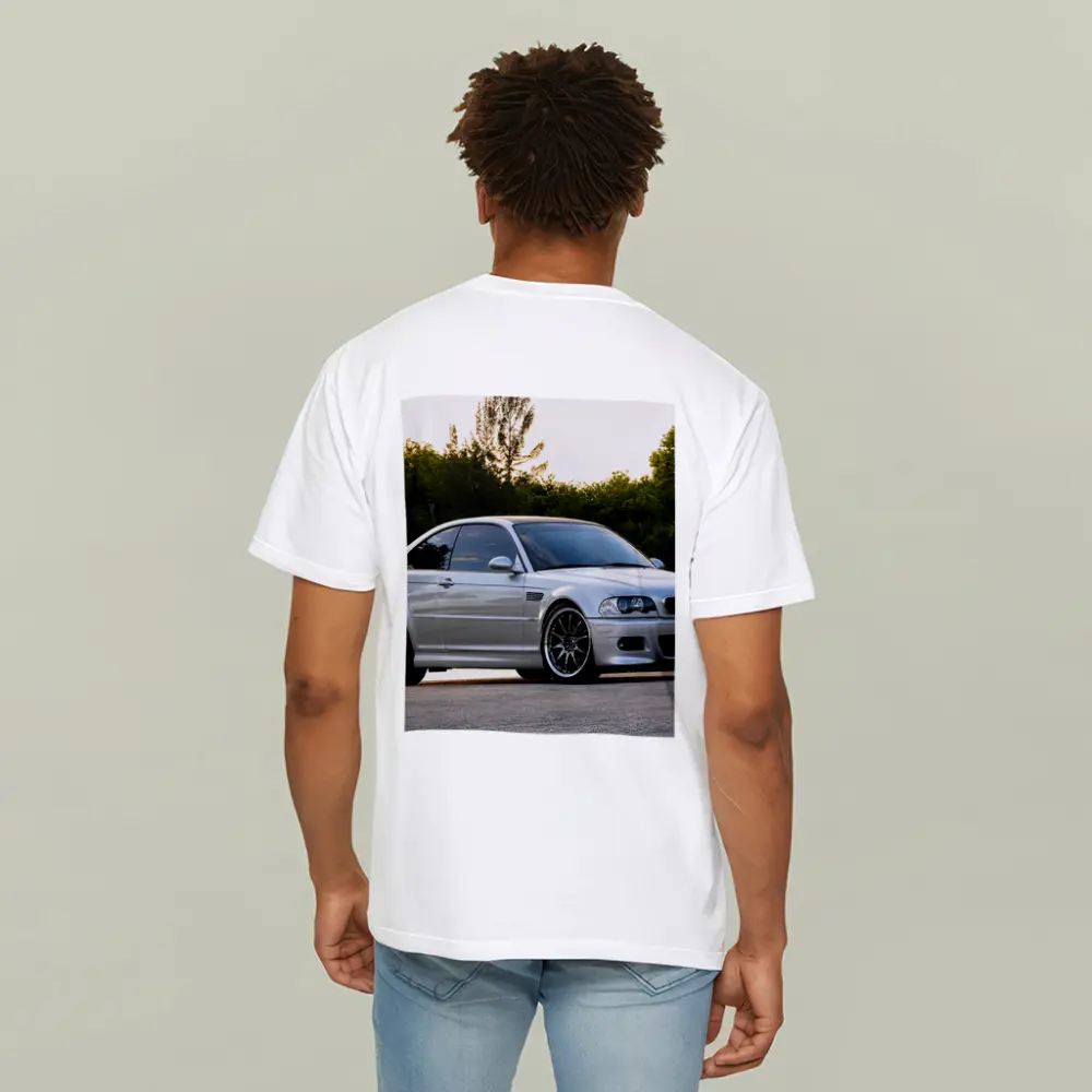 BMW M3 E46 Silver Coupe Outdoor Shot – T-Shirts