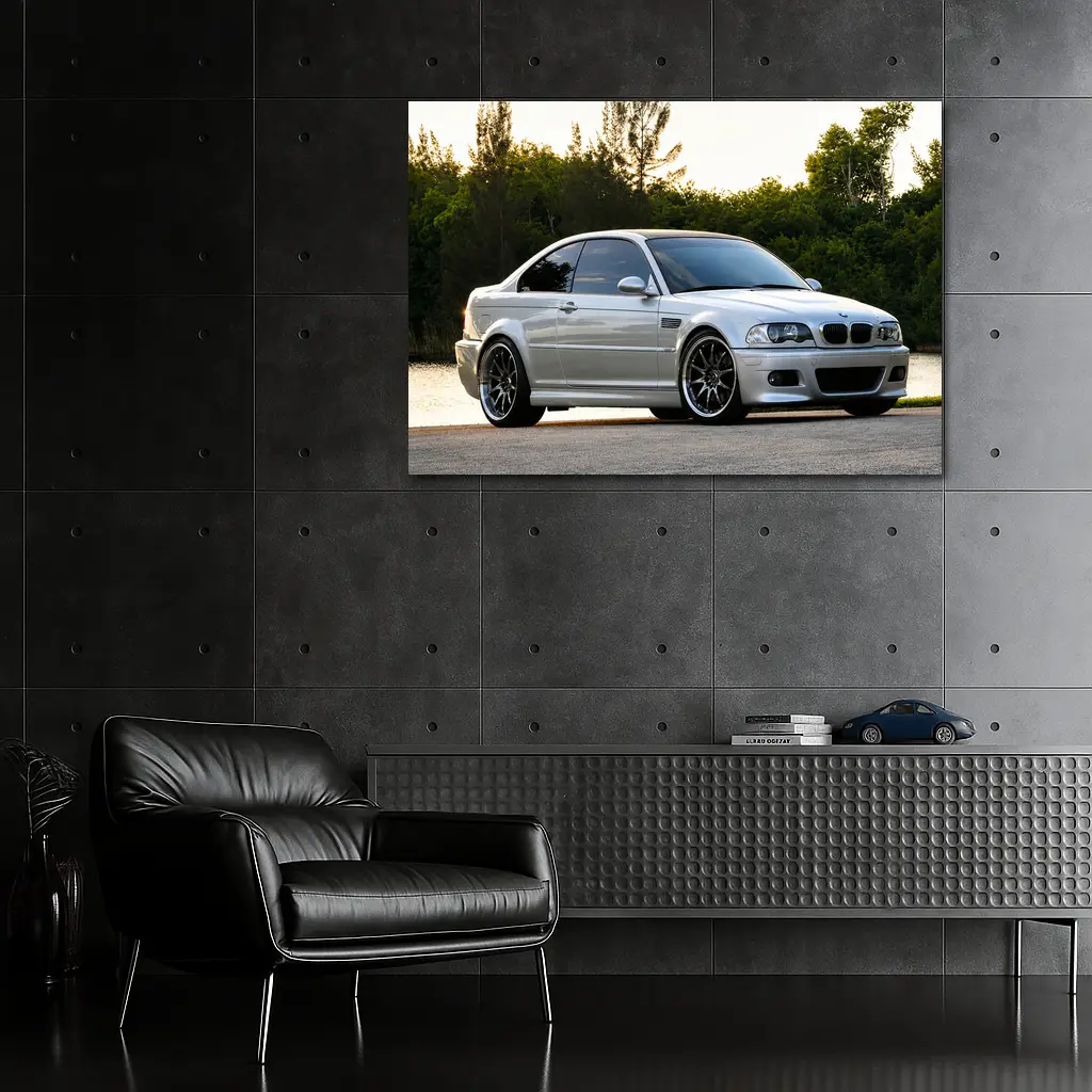 BMW M3 E46 Silver Coupe Outdoor Shot – Wall Art