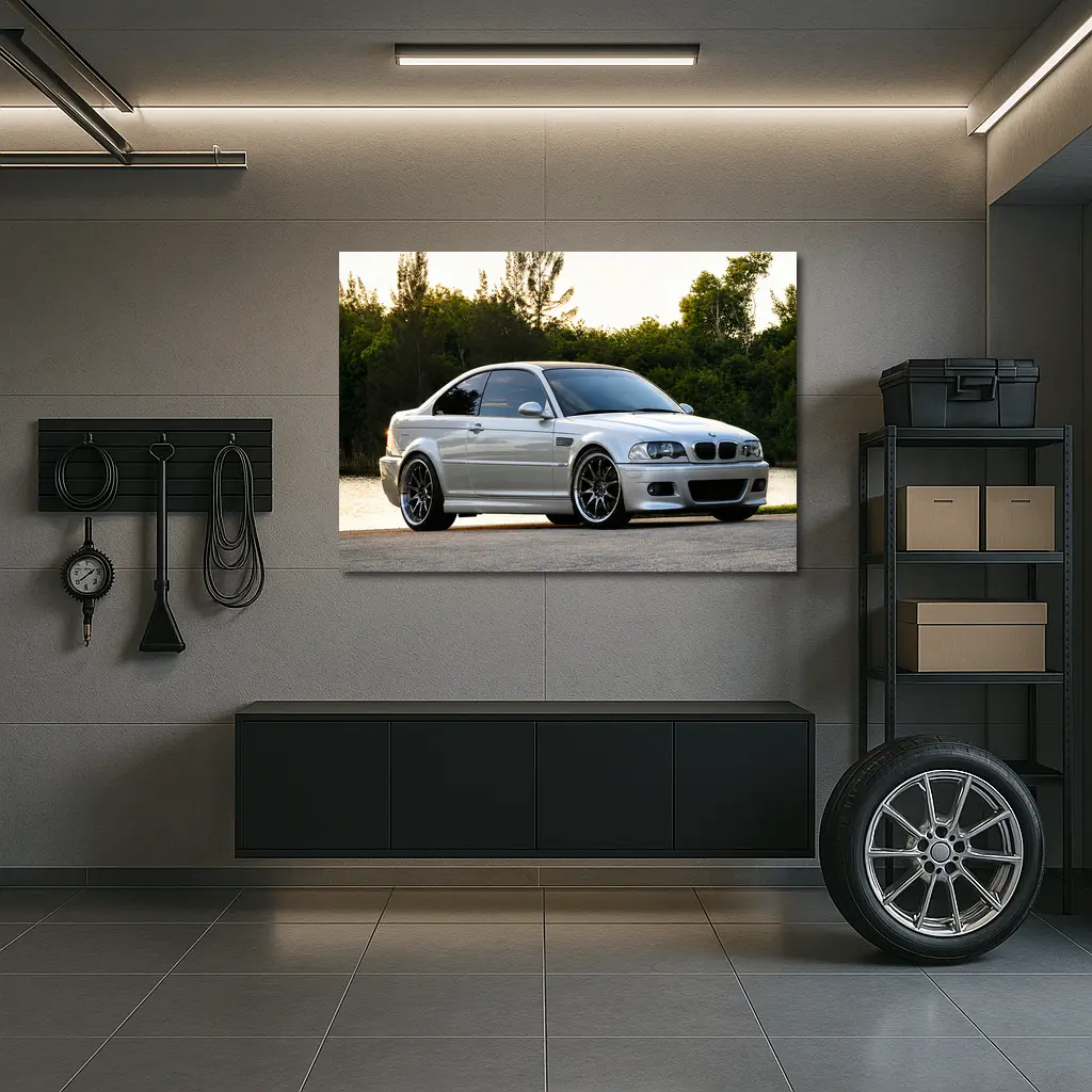 BMW M3 E46 Silver Coupe Outdoor Shot – Wall Art