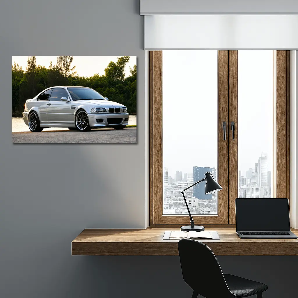 BMW M3 E46 Silver Coupe Outdoor Shot – Wall Art