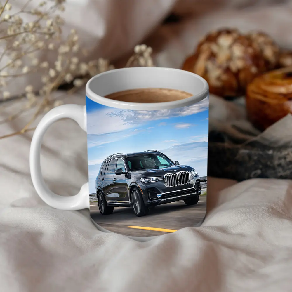 BMW X7 SUV Driving on Open Road – Mugs