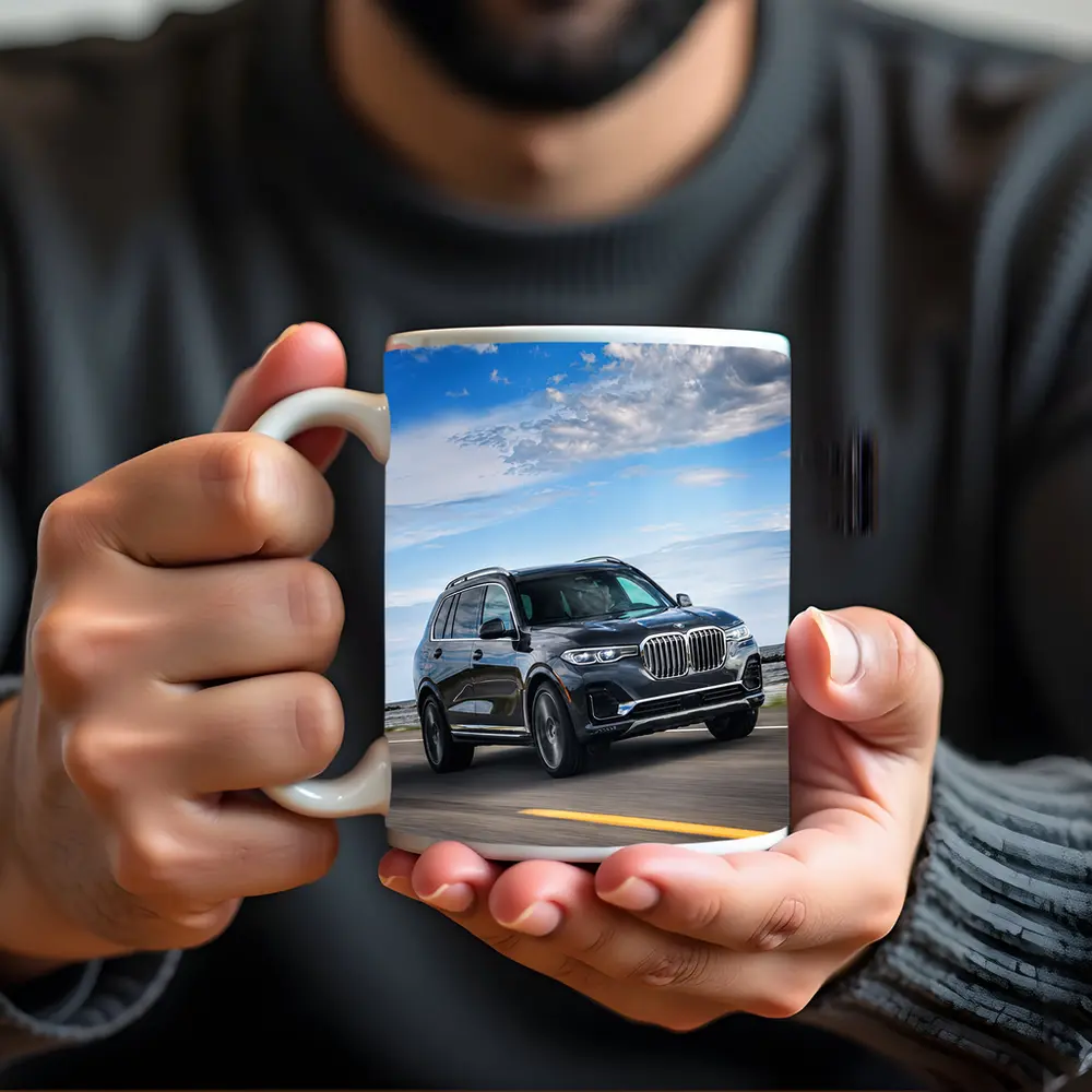 BMW X7 SUV Driving on Open Road – Mugs