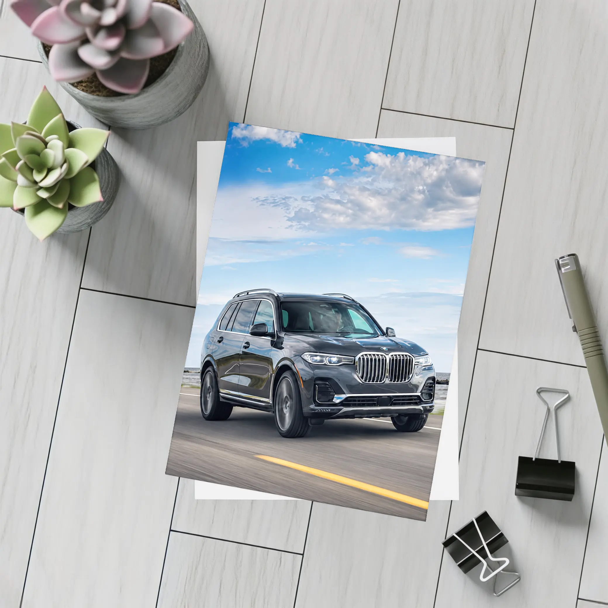 BMW X7 SUV Driving on Open Road – Postcards