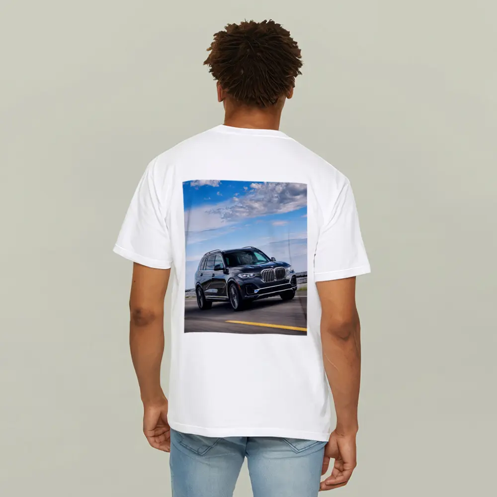 BMW X7 SUV Driving on Open Road – T-Shirts