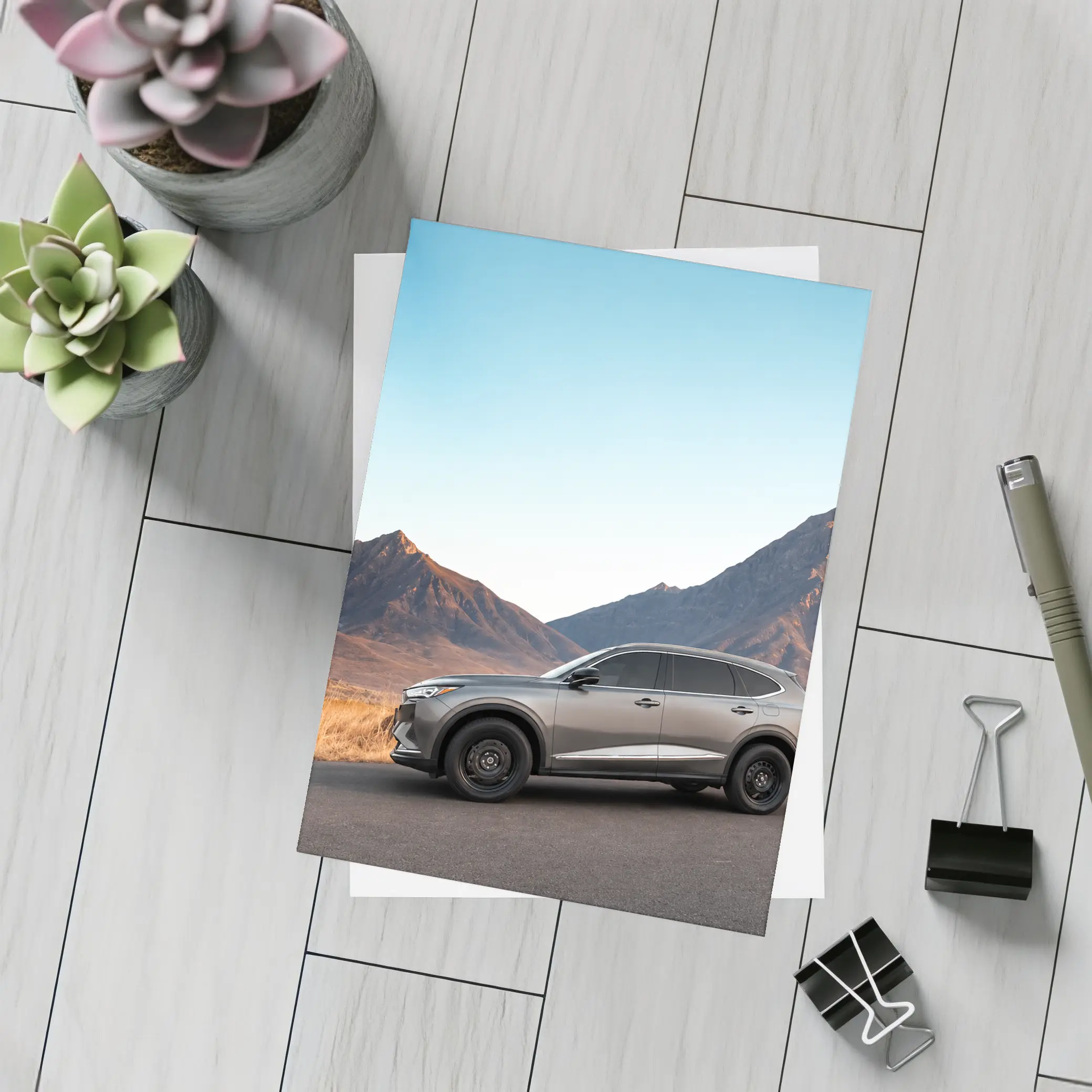 Acura MDX Silver SUV Mountain Landscape – Postcards