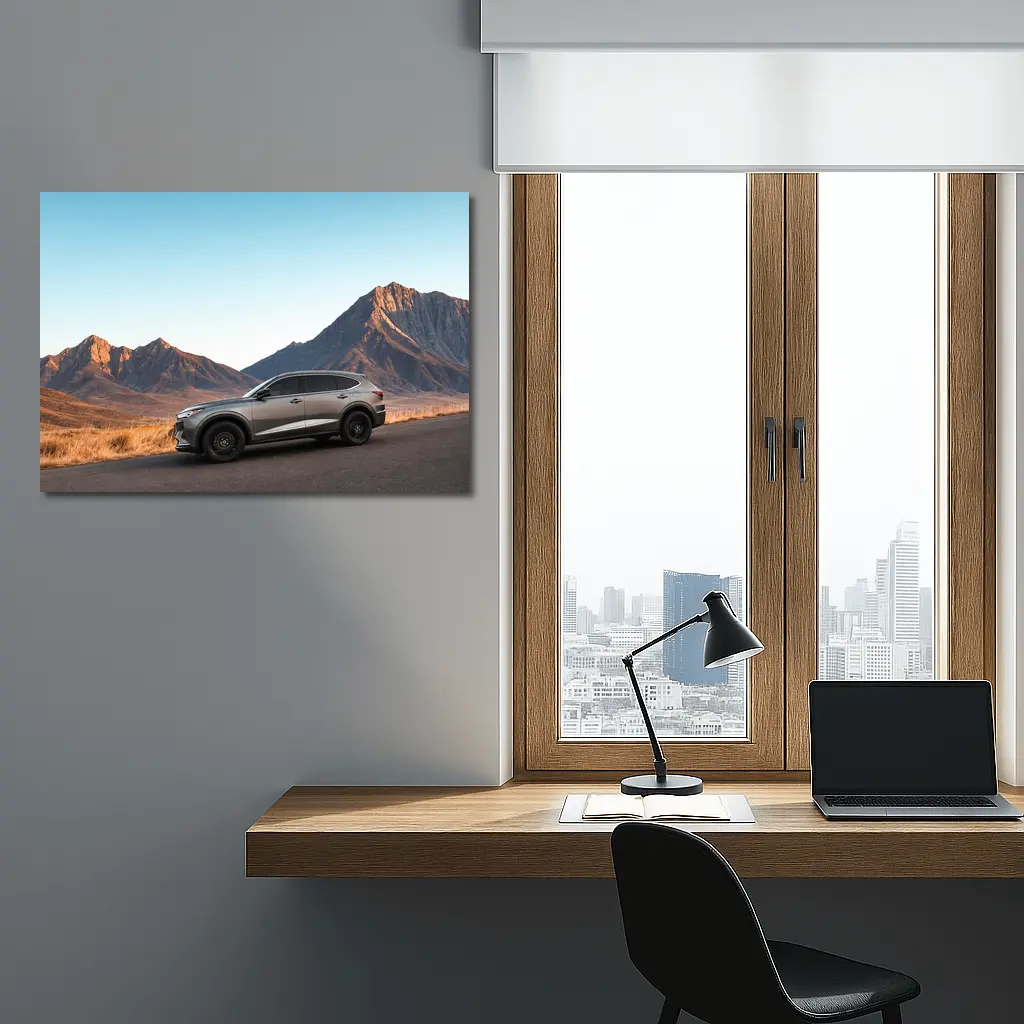 Acura MDX Silver SUV Mountain Landscape – Wall Art
