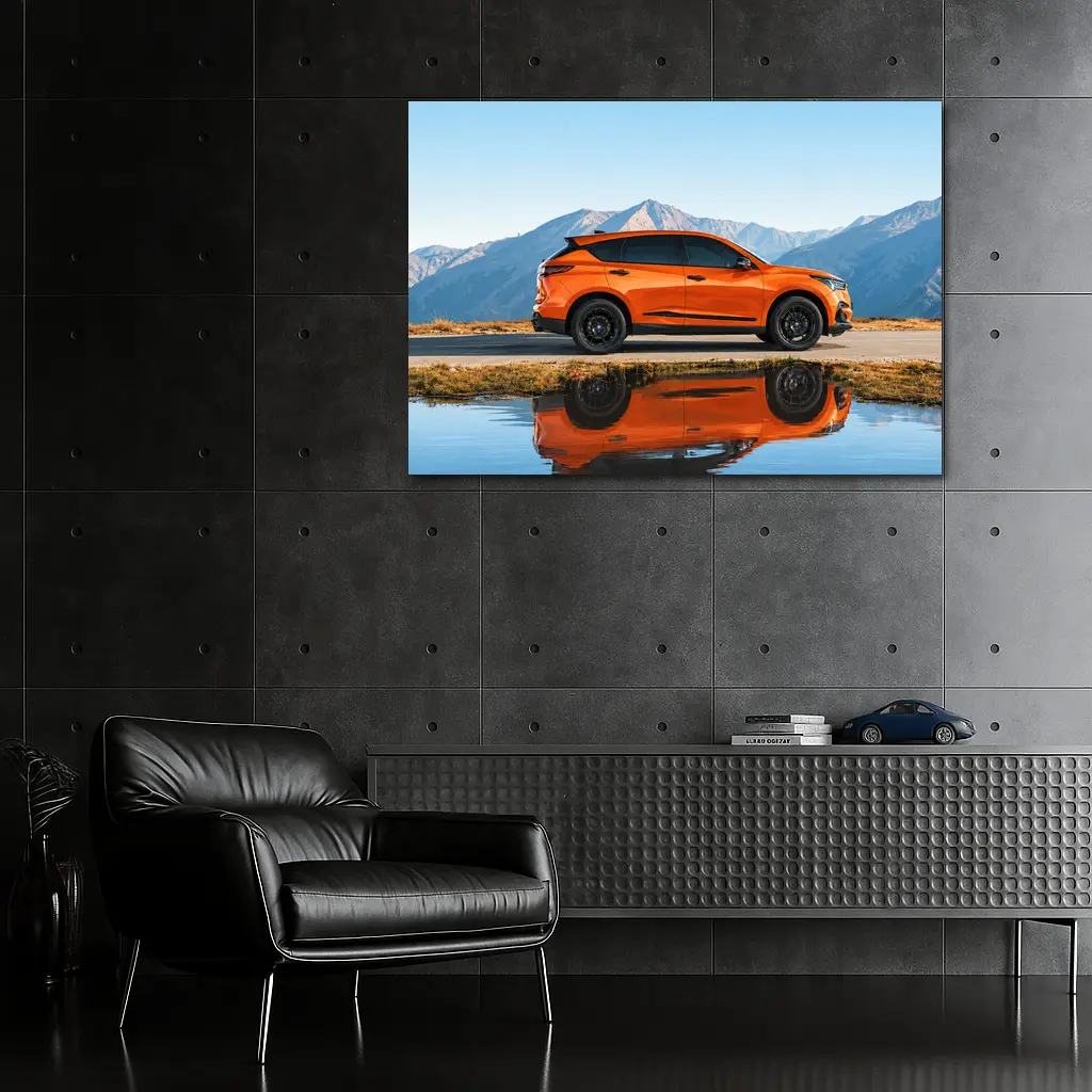 Acura RDX Orange SUV Mountain Reflection – Wall Art