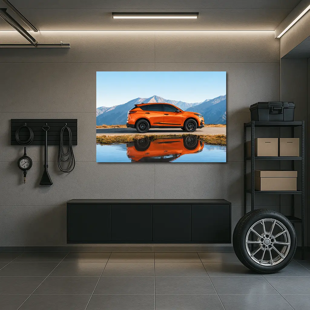 Acura RDX Orange SUV Mountain Reflection – Wall Art