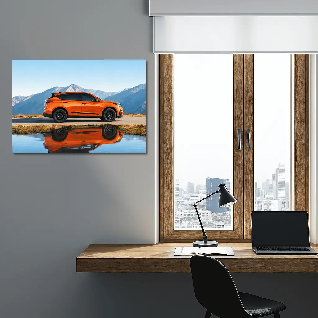 Acura RDX Orange SUV Mountain Reflection – Wall Art