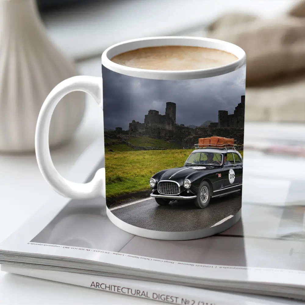 Classic Ferrari Coupe Rainy Castle Ruins – Mugs