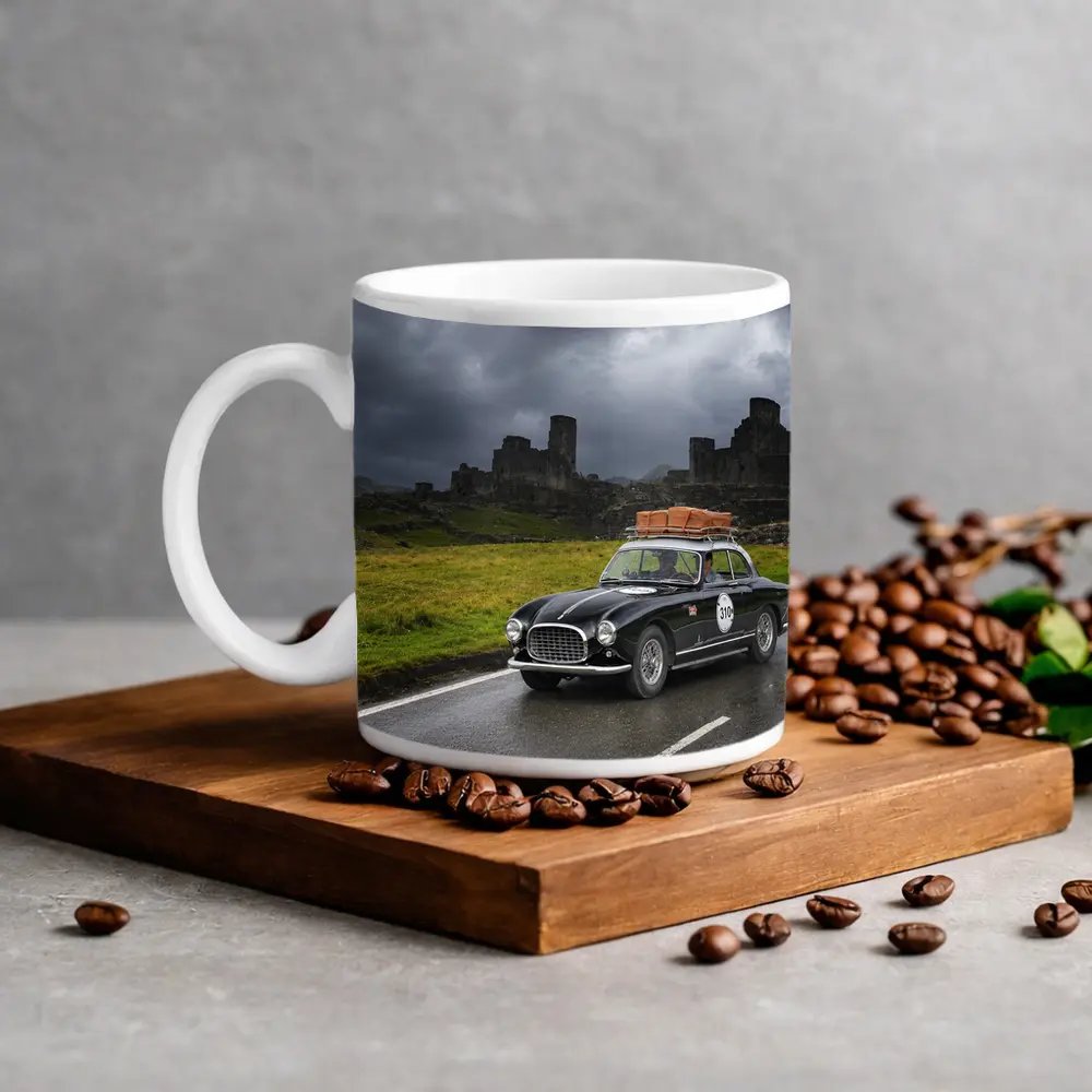 Classic Ferrari Coupe Rainy Castle Ruins – Mugs