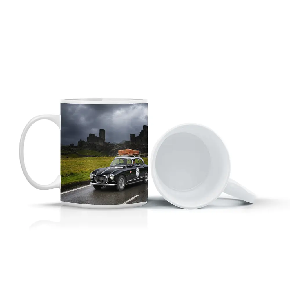 Classic Ferrari Coupe Rainy Castle Ruins – Mugs