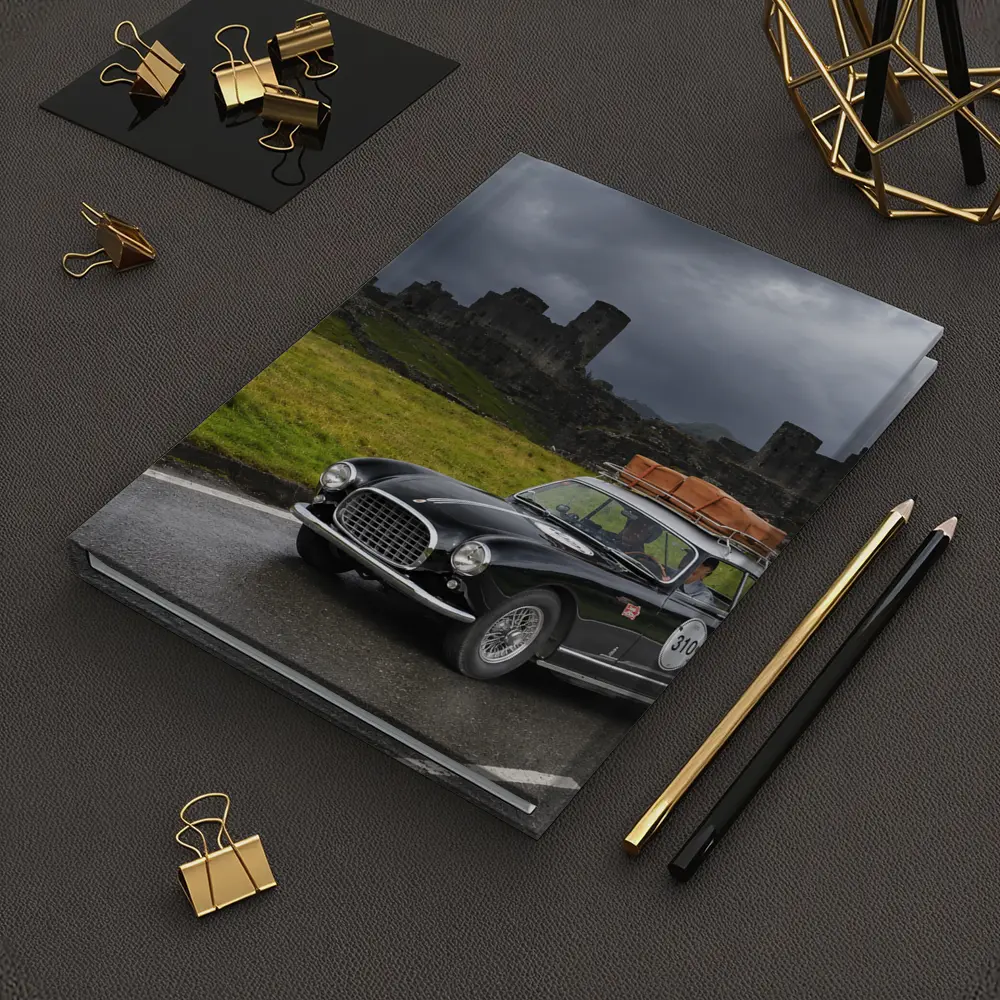Classic Ferrari Coupe Rainy Castle Ruins – Notebooks