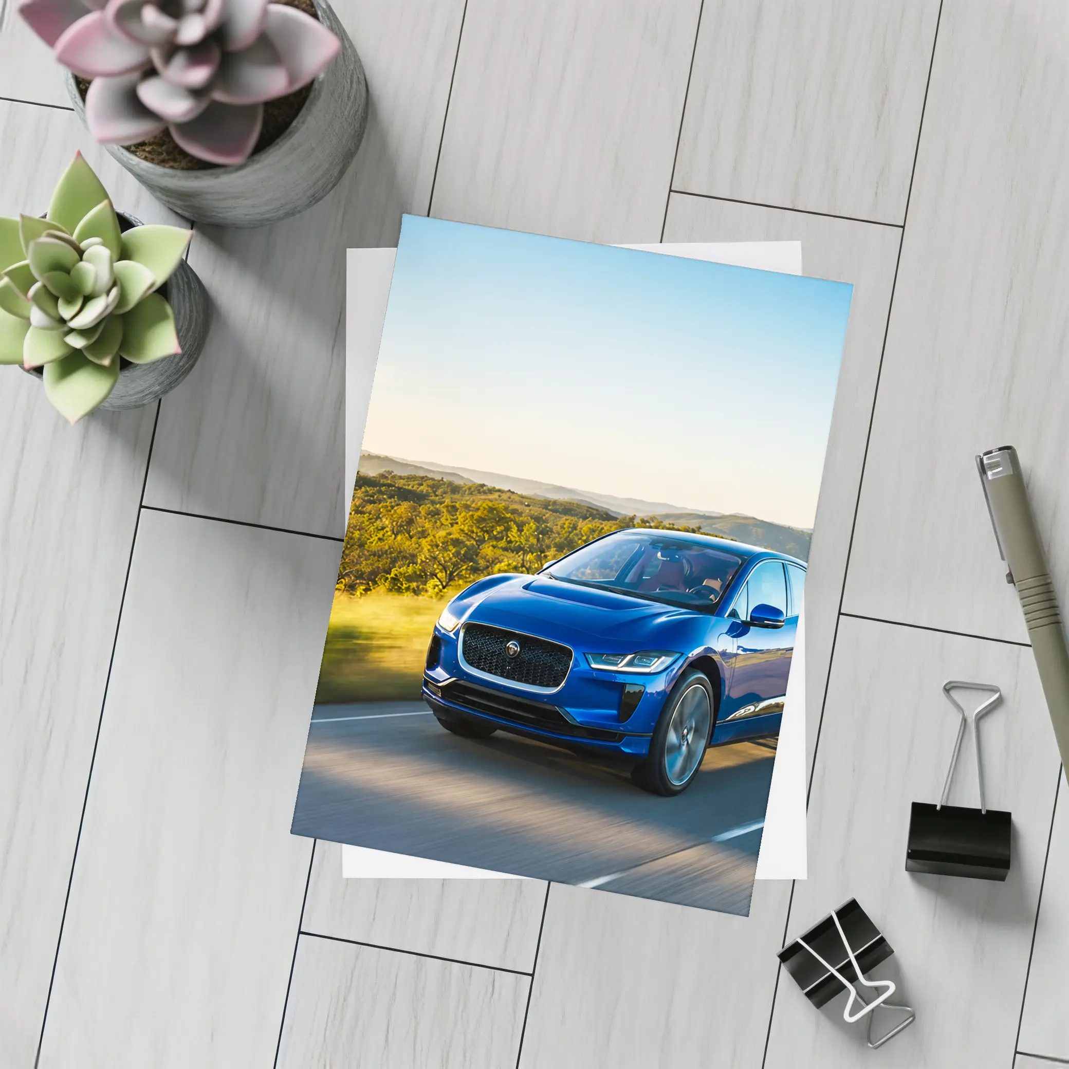 Jaguar I-Pace Blue Electric SUV Rolling Hills – Postcards