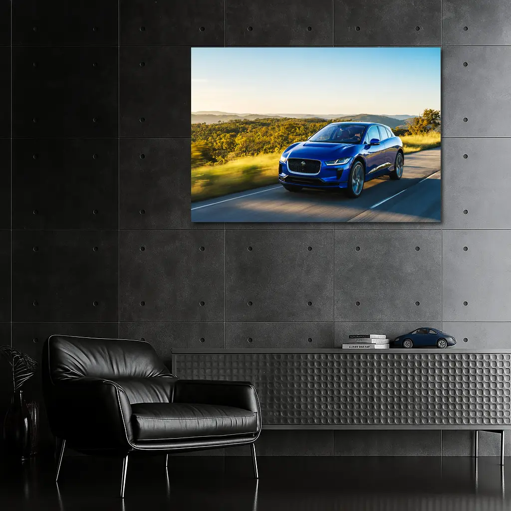 Jaguar I-Pace Blue Electric SUV Rolling Hills – Wall Art