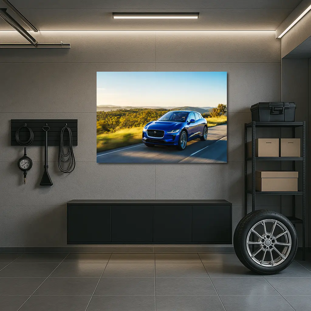 Jaguar I-Pace Blue Electric SUV Rolling Hills – Wall Art