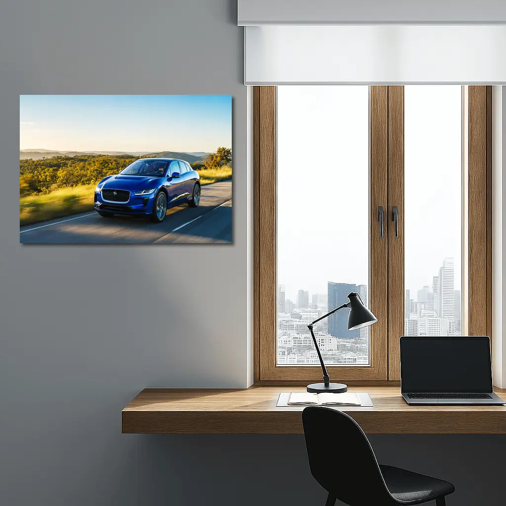 Jaguar I-Pace Blue Electric SUV Rolling Hills – Wall Art