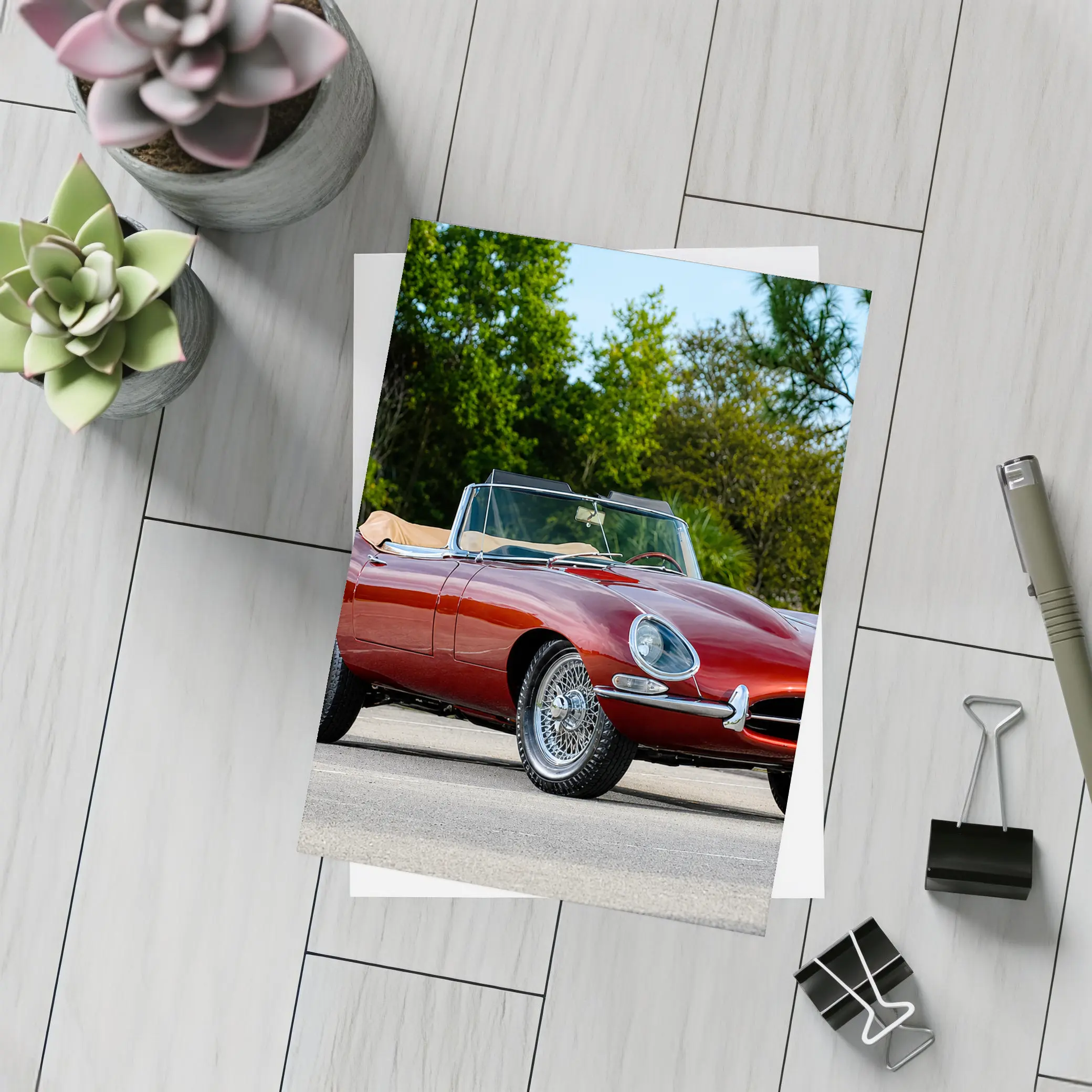 Jaguar E-Type Classic Roadster Outdoor Setting – Postcards