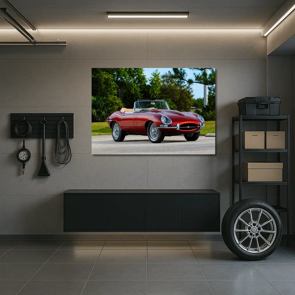 Jaguar E-Type Classic Roadster Outdoor Setting – Wall Art