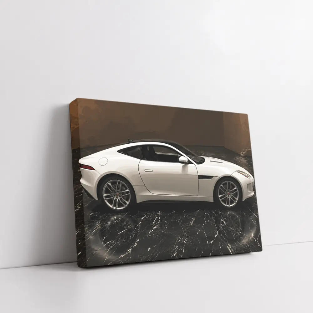 Jaguar F-Type White Coupe Dark Studio – Wall Art
