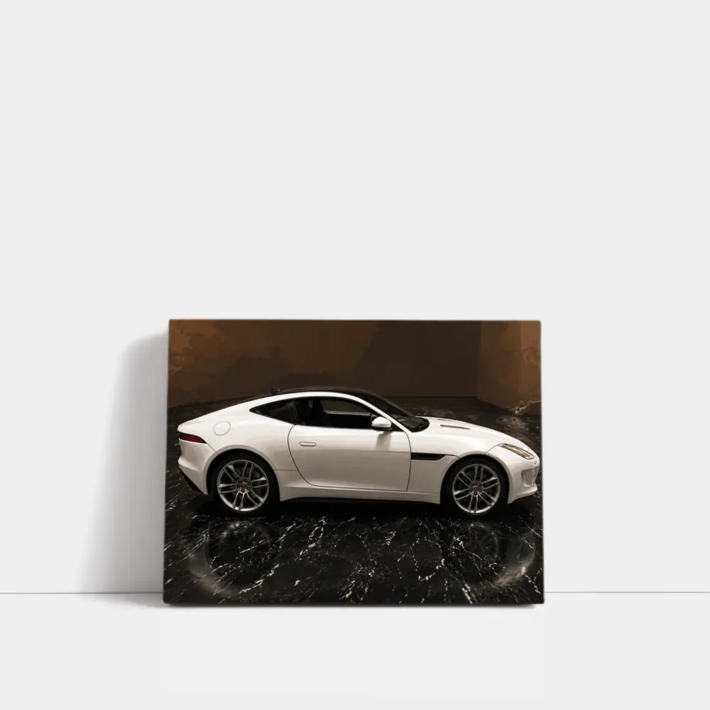 Jaguar F-Type White Coupe Dark Studio – Wall Art
