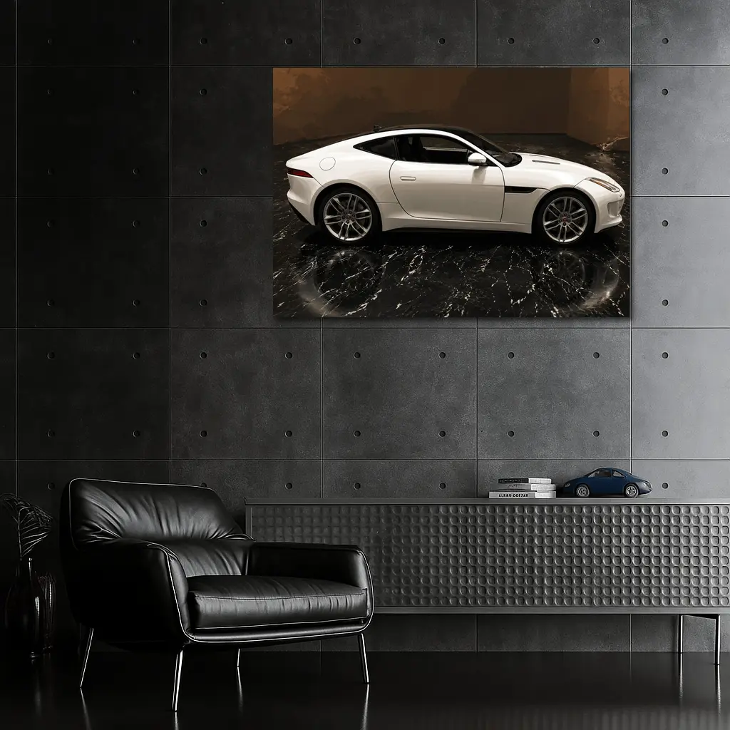 Jaguar F-Type White Coupe Dark Studio – Wall Art