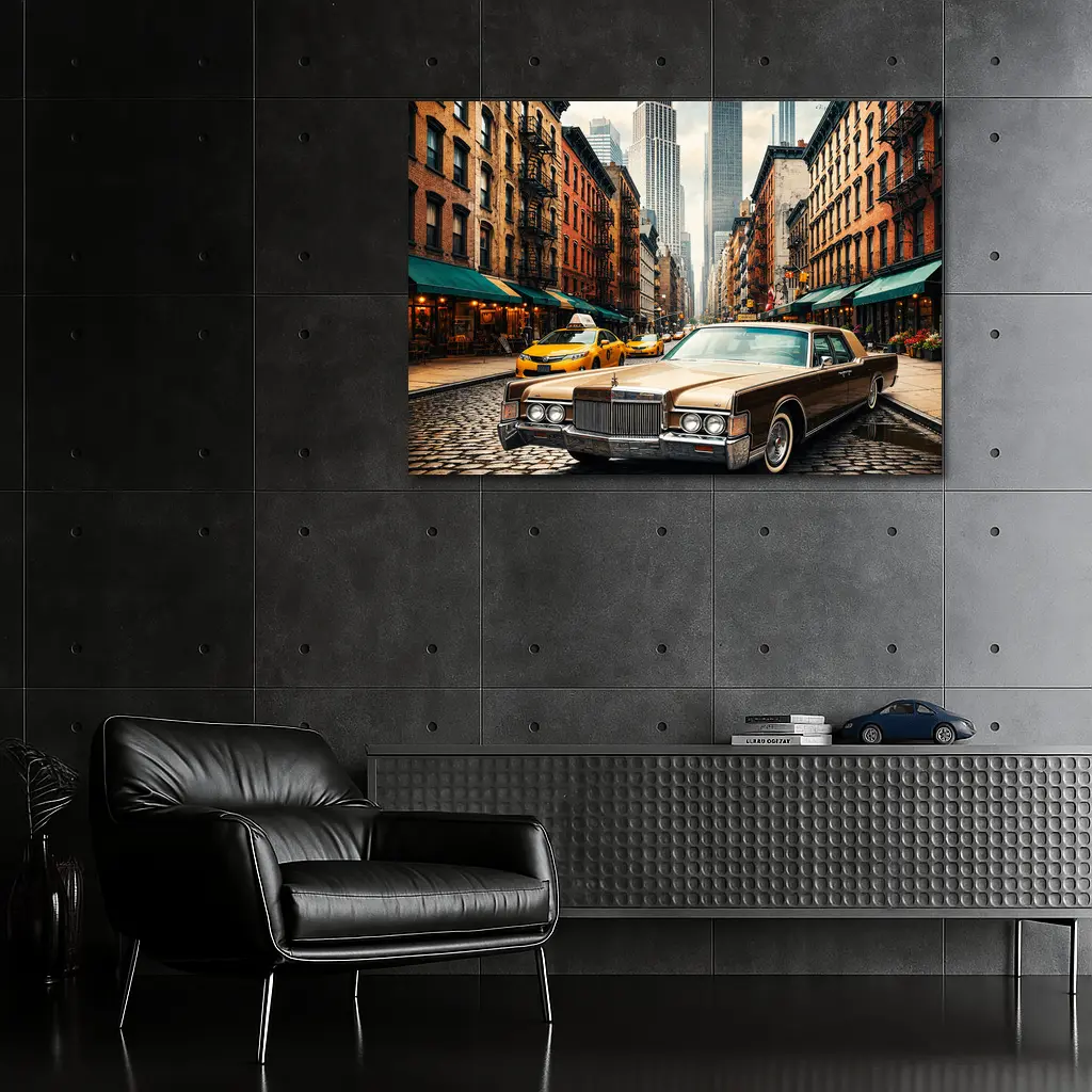Lincoln Continental Classic Car New York Street – Wall Art