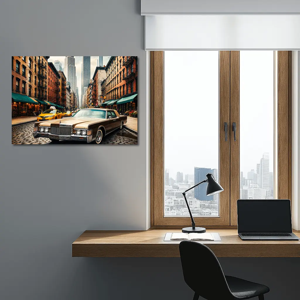 Lincoln Continental Classic Car New York Street – Wall Art