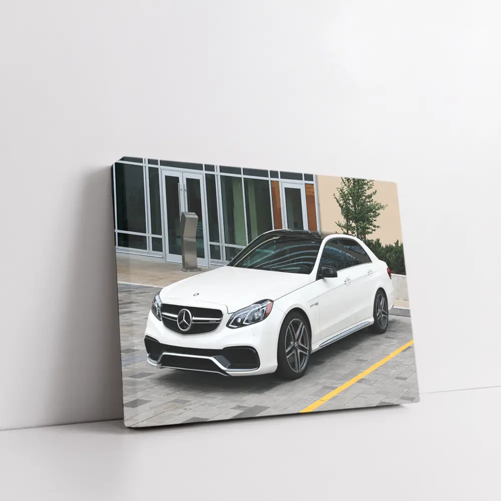 Mercedes-AMG E-Class White Sedan Parked – Wall Art