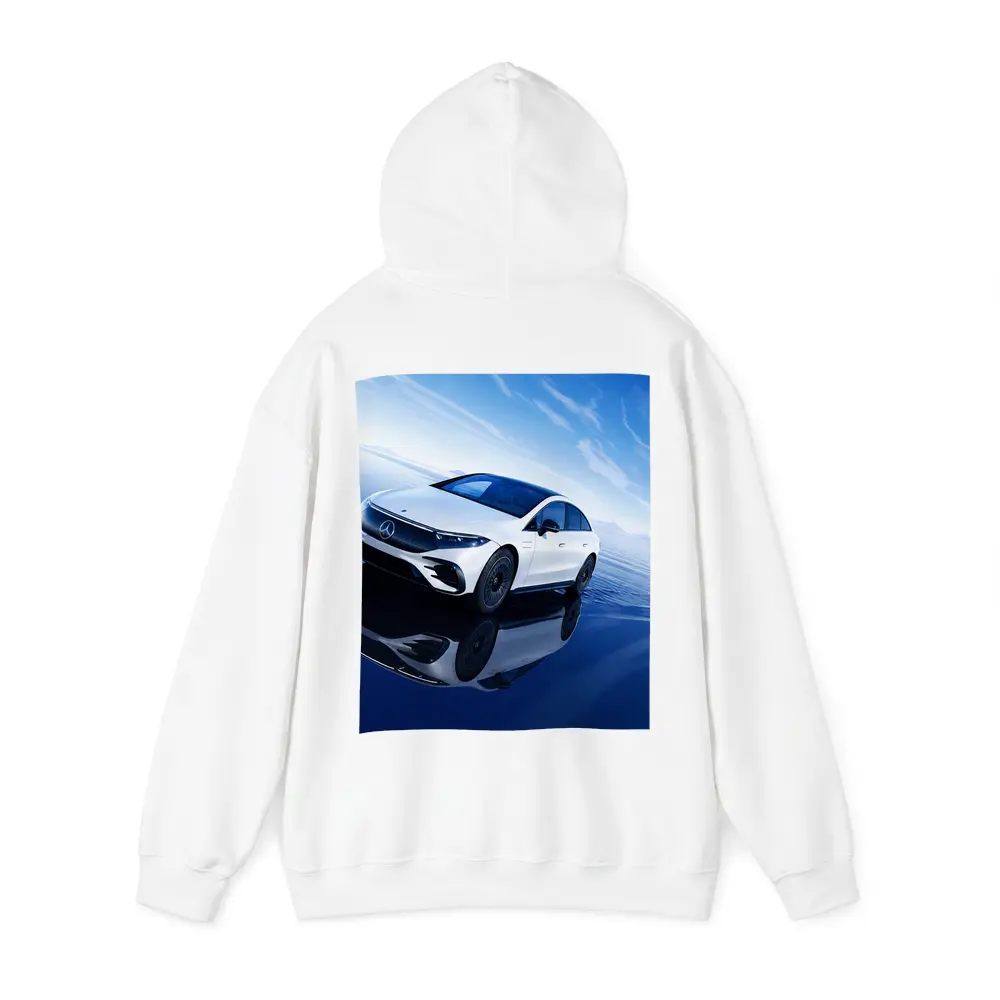 Mercedes EQS White Electric Sedan Blue Sky – Hoodies