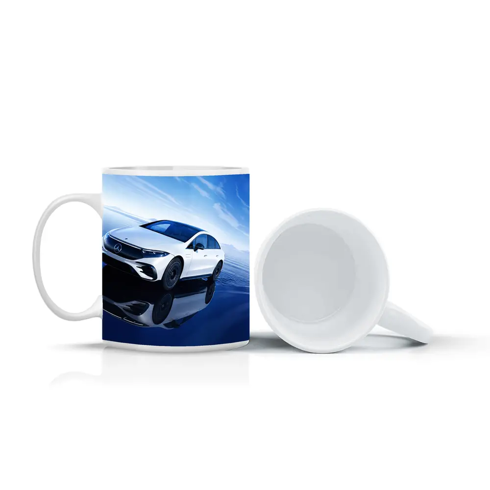 Mercedes EQS White Electric Sedan Blue Sky – Mugs