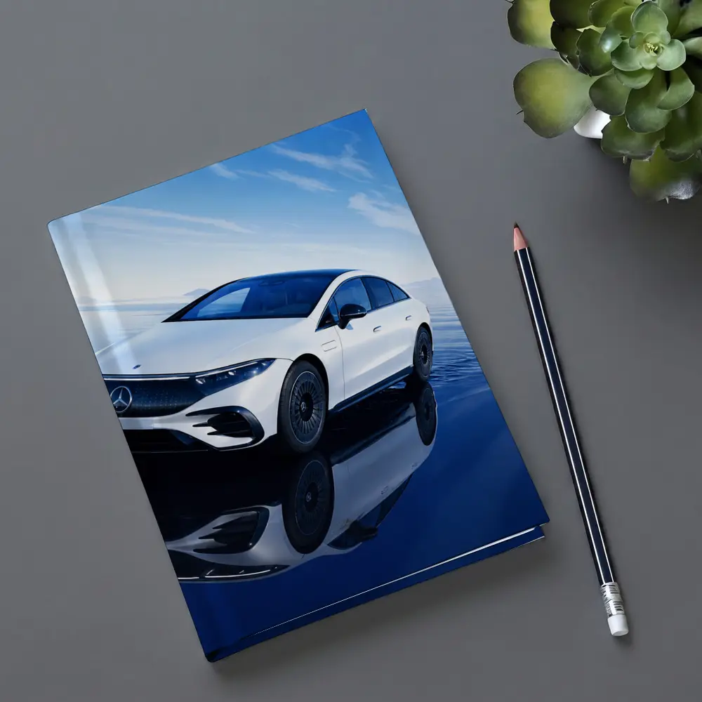 Mercedes EQS White Electric Sedan Blue Sky – Notebooks