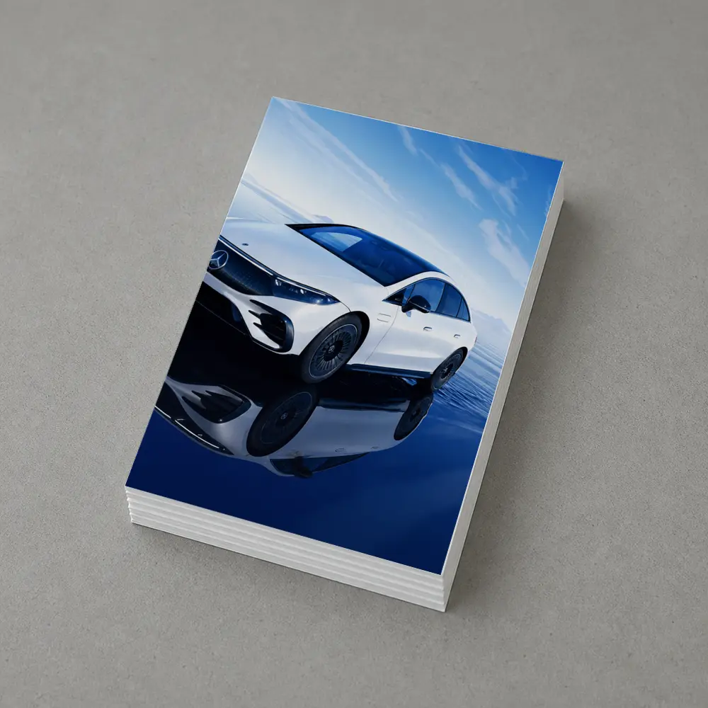 Mercedes EQS White Electric Sedan Blue Sky – Postcards