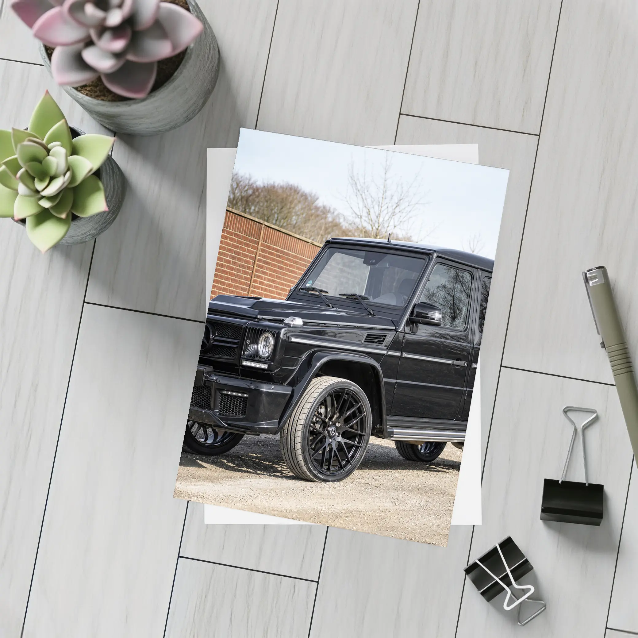 Mercedes G Class Black SUV Parking Lot – Postcards